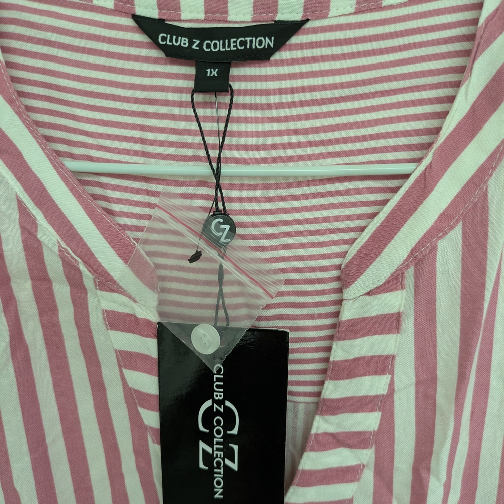 Cato Pink and White Striped Button-Down Shirt - Picture 4 of 8